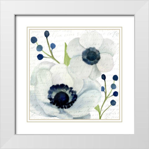 Anemone Square 1 White Modern Wood Framed Art Print with Double Matting by Kimberly, Allen