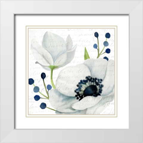 Anemone Square 2 White Modern Wood Framed Art Print with Double Matting by Kimberly, Allen