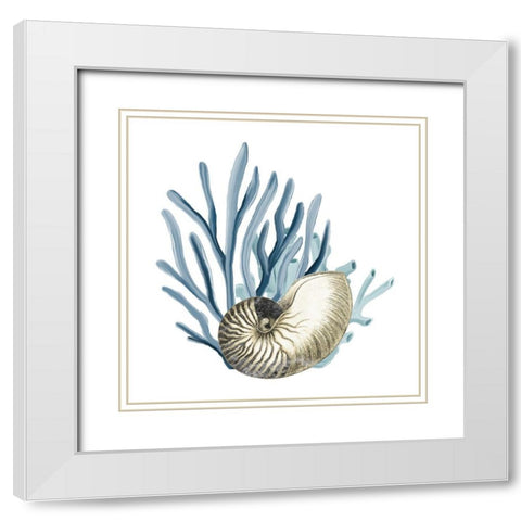Coastal Coral 2 White Modern Wood Framed Art Print with Double Matting by Kimberly, Allen