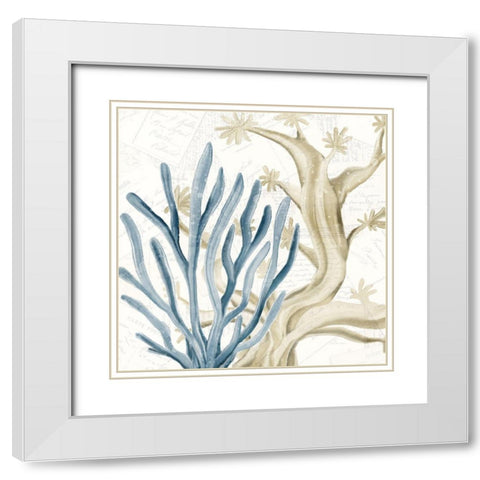 Coral Square 1 White Modern Wood Framed Art Print with Double Matting by Kimberly, Allen