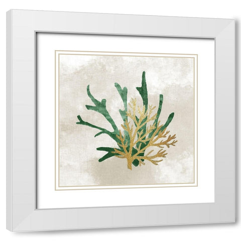 Emerald Coral 1 White Modern Wood Framed Art Print with Double Matting by Kimberly, Allen