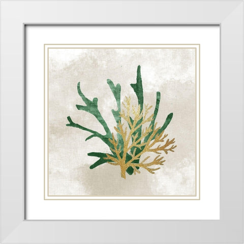 Emerald Coral 1 White Modern Wood Framed Art Print with Double Matting by Kimberly, Allen
