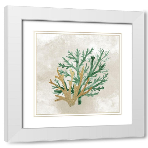 Emerald Coral 2 White Modern Wood Framed Art Print with Double Matting by Kimberly, Allen