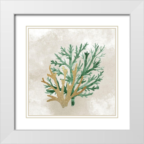 Emerald Coral 2 White Modern Wood Framed Art Print with Double Matting by Kimberly, Allen
