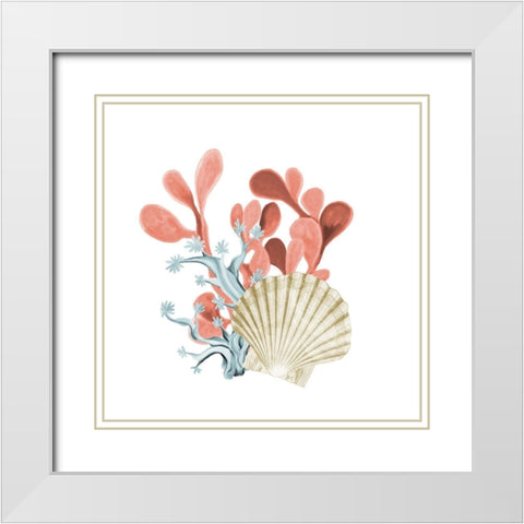 Coral Coastal 5 White Modern Wood Framed Art Print with Double Matting by Kimberly, Allen