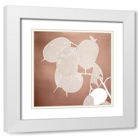 Rose Gold Leaves 2 White Modern Wood Framed Art Print with Double Matting by Kimberly, Allen