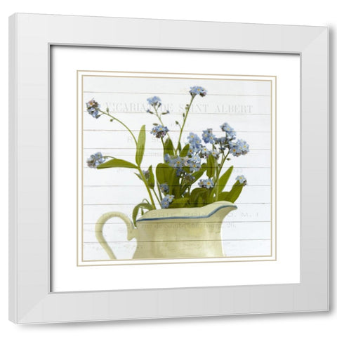 Forget ME Not White Modern Wood Framed Art Print with Double Matting by Kimberly, Allen