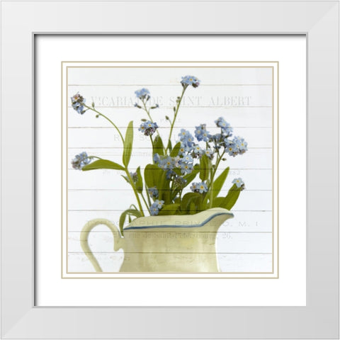 Forget ME Not White Modern Wood Framed Art Print with Double Matting by Kimberly, Allen