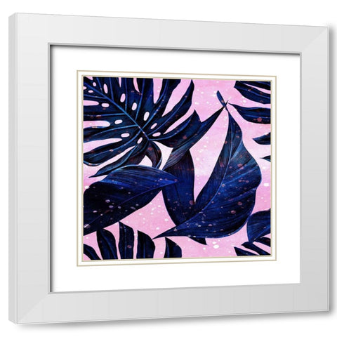 Indigo Pink Tropic 1 White Modern Wood Framed Art Print with Double Matting by Kimberly, Allen