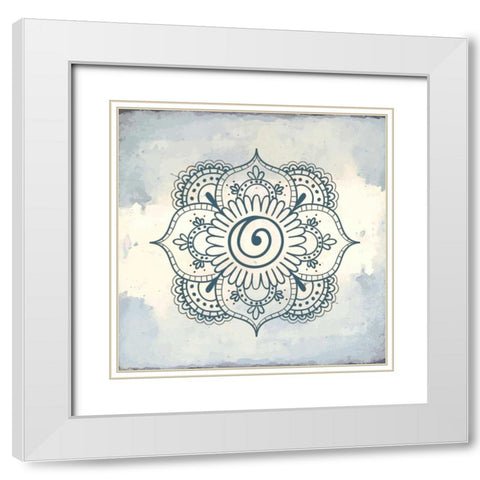 Henna Square 1 White Modern Wood Framed Art Print with Double Matting by Allen, Kimberly
