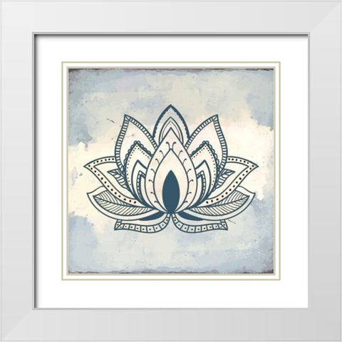 Henna Square 2 White Modern Wood Framed Art Print with Double Matting by Allen, Kimberly
