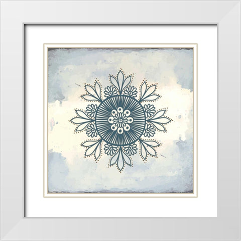 Henna Square 3 White Modern Wood Framed Art Print with Double Matting by Allen, Kimberly