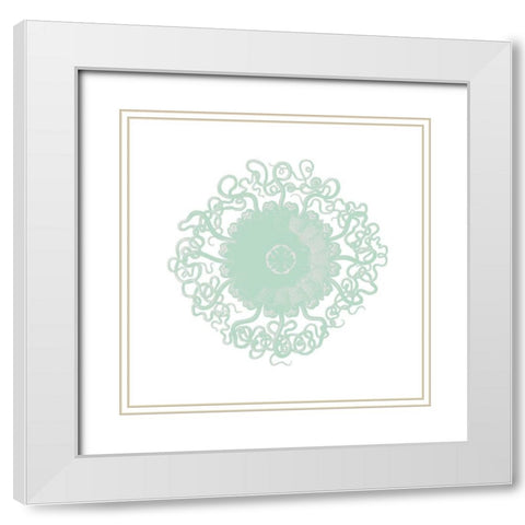 Mint Spirals 2 White Modern Wood Framed Art Print with Double Matting by Kimberly, Allen
