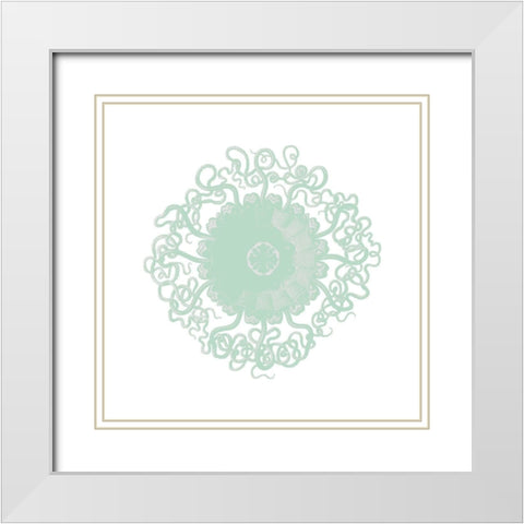 Mint Spirals 2 White Modern Wood Framed Art Print with Double Matting by Kimberly, Allen