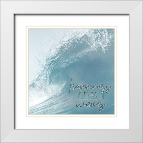 Happiness Waves White Modern Wood Framed Art Print with Double Matting by Kimberly, Allen