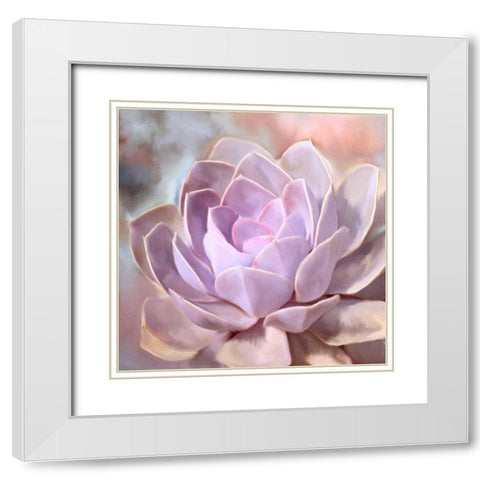 Painted Succulent 1 White Modern Wood Framed Art Print with Double Matting by Kimberly, Allen