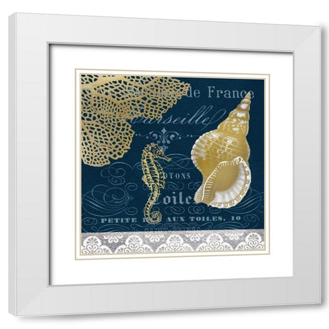 Azure Coastal 4 White Modern Wood Framed Art Print with Double Matting by Kimberly, Allen