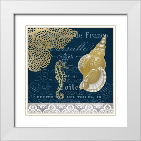 Azure Coastal 4 White Modern Wood Framed Art Print with Double Matting by Kimberly, Allen