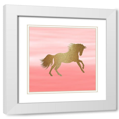 Ombre Unicorn 1 White Modern Wood Framed Art Print with Double Matting by Kimberly, Allen