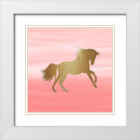 Ombre Unicorn 1 White Modern Wood Framed Art Print with Double Matting by Kimberly, Allen