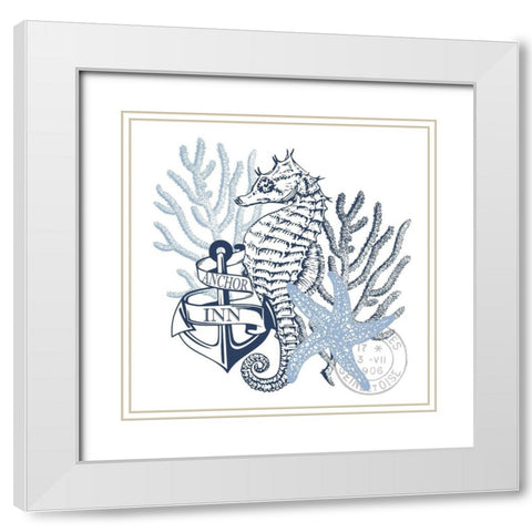 Seahorse Bay 4 White Modern Wood Framed Art Print with Double Matting by Kimberly, Allen