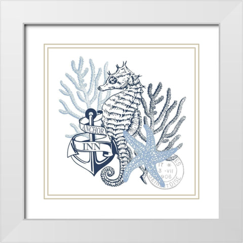 Seahorse Bay 4 White Modern Wood Framed Art Print with Double Matting by Kimberly, Allen