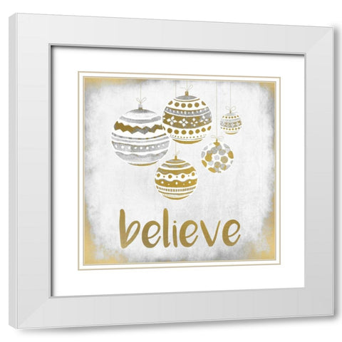Believe Christmas White Modern Wood Framed Art Print with Double Matting by Allen, Kimberly