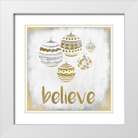Believe Christmas White Modern Wood Framed Art Print with Double Matting by Allen, Kimberly