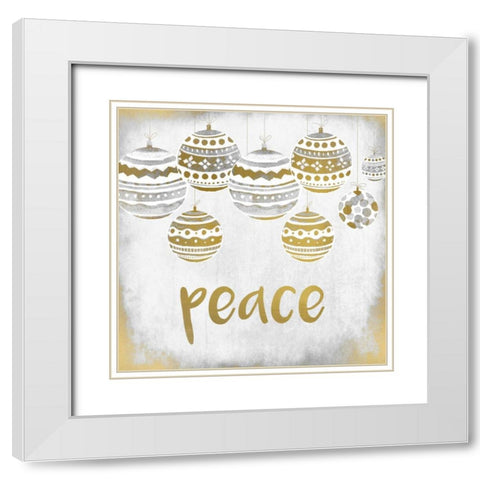 Peace Christmas White Modern Wood Framed Art Print with Double Matting by Allen, Kimberly