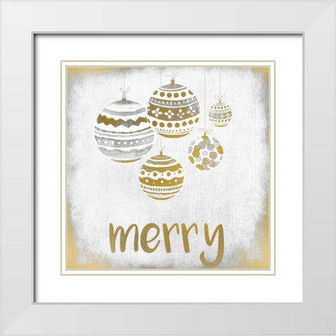 Merry Christmas ornament White Modern Wood Framed Art Print with Double Matting by Allen, Kimberly