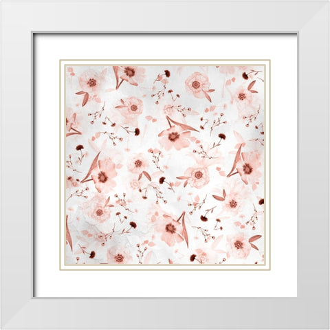Floral Pattern 2 White Modern Wood Framed Art Print with Double Matting by Kimberly, Allen