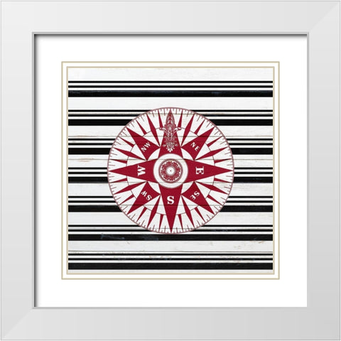 Anchor Compass 2 White Modern Wood Framed Art Print with Double Matting by Kimberly, Allen