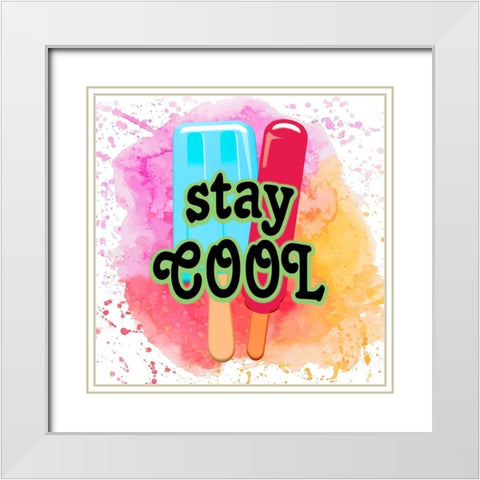 Popsicle 1 White Modern Wood Framed Art Print with Double Matting by Kimberly, Allen