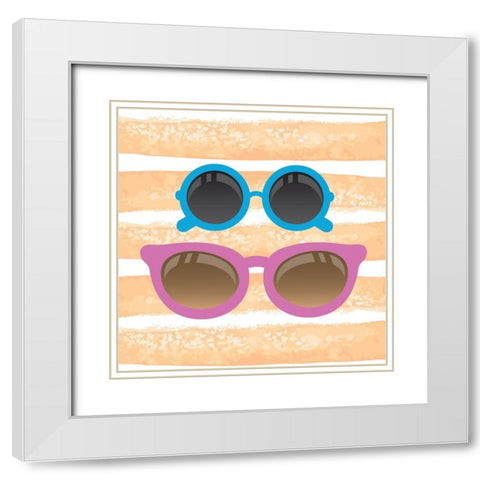 Sunglasses 2 White Modern Wood Framed Art Print with Double Matting by Kimberly, Allen