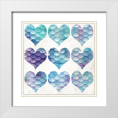 Mermaid Hearts White Modern Wood Framed Art Print with Double Matting by Kimberly, Allen
