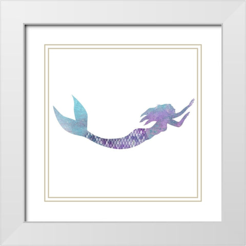 Mermaid Swimming Square White Modern Wood Framed Art Print with Double Matting by Kimberly, Allen