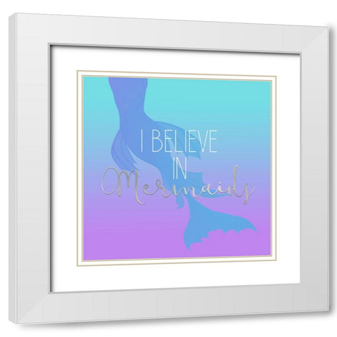 Mermaids 4 Silver White Modern Wood Framed Art Print with Double Matting by Allen, Kimberly
