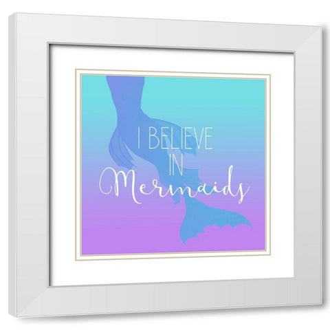 Mermaids 4 White Modern Wood Framed Art Print with Double Matting by Kimberly, Allen