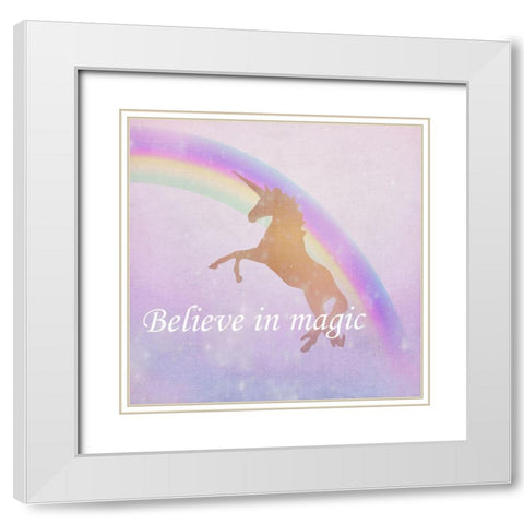 Believe in Magic Unicorn White Modern Wood Framed Art Print with Double Matting by Kimberly, Allen