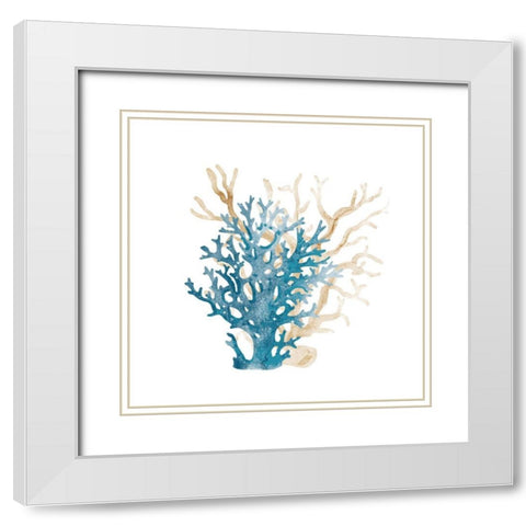 Coral Cove Blue 3 v2 White Modern Wood Framed Art Print with Double Matting by Kimberly, Allen