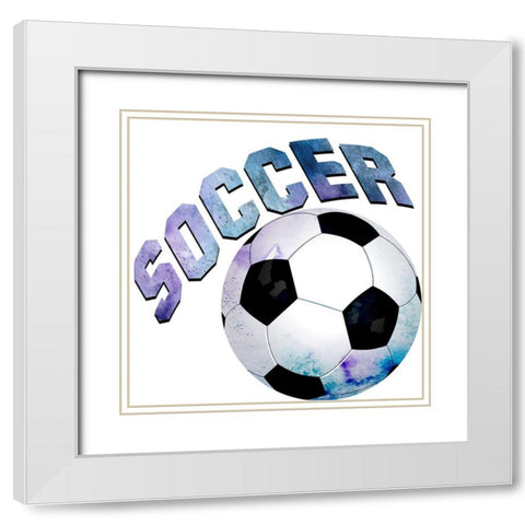 Soccer Girl 1 White Modern Wood Framed Art Print with Double Matting by Kimberly, Allen
