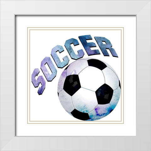 Soccer Girl 1 White Modern Wood Framed Art Print with Double Matting by Kimberly, Allen