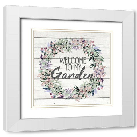 Garden Wreath White Modern Wood Framed Art Print with Double Matting by Kimberly, Allen