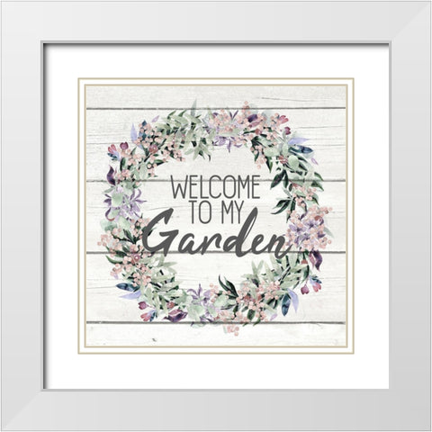 Garden Wreath White Modern Wood Framed Art Print with Double Matting by Kimberly, Allen