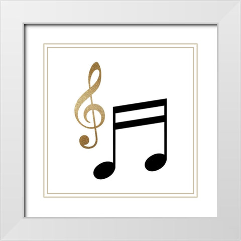 Music 1 White Modern Wood Framed Art Print with Double Matting by Kimberly, Allen