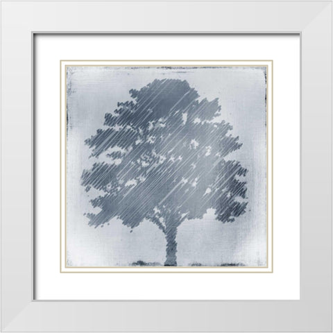 Frosted Tree Silhouette 2 White Modern Wood Framed Art Print with Double Matting by Allen, Kimberly