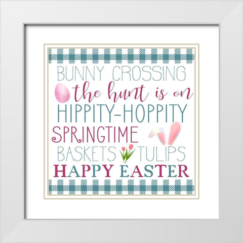 Bunny Crossing Square White Modern Wood Framed Art Print with Double Matting by Kimberly, Allen