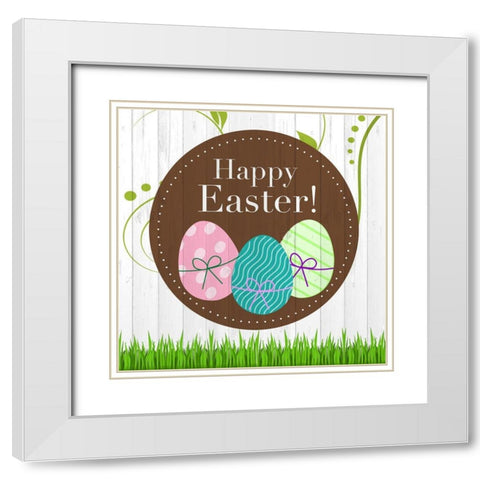 Happy Easter Square White Modern Wood Framed Art Print with Double Matting by Kimberly, Allen
