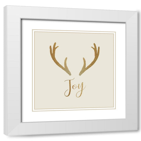 Joy Antler Gold White Modern Wood Framed Art Print with Double Matting by Kimberly, Allen