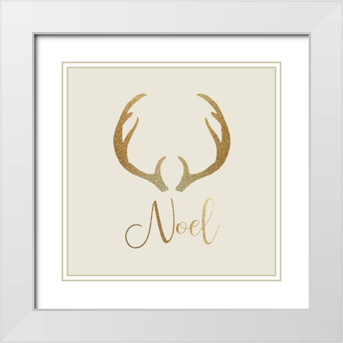 Noel Antler Gold White Modern Wood Framed Art Print with Double Matting by Kimberly, Allen